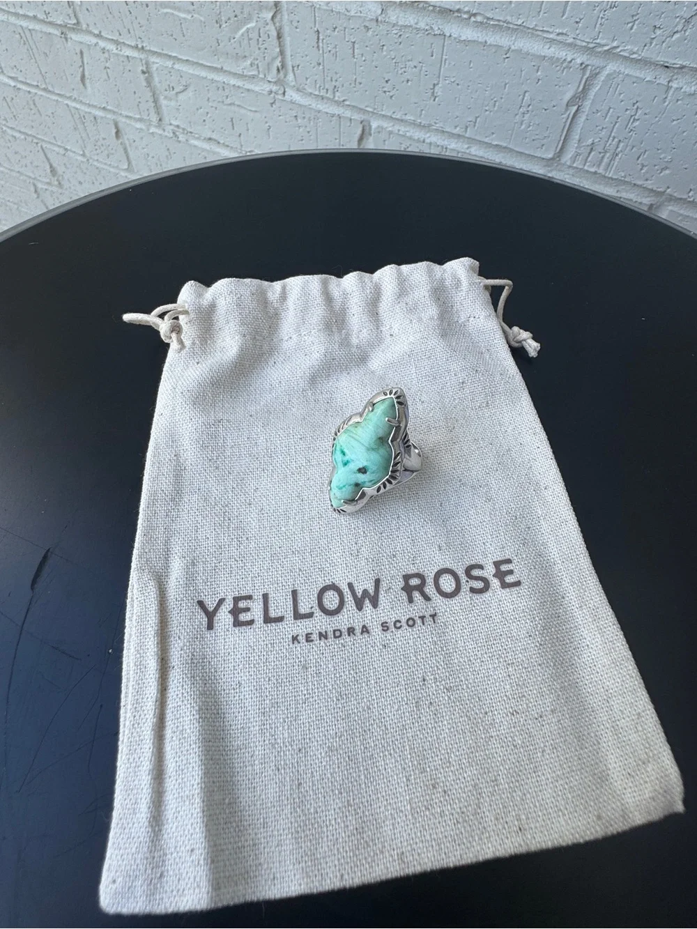 Yellow Rose Kendra Scott Abbie Vintage Silver Etch Frame Cocktail Ring